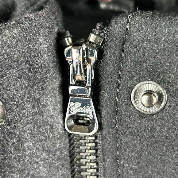 Guess Wool Blend Pea Coat Womens Sz XL Colorblock Charcoal Black Snap Zip Up - Picture 5 of 10